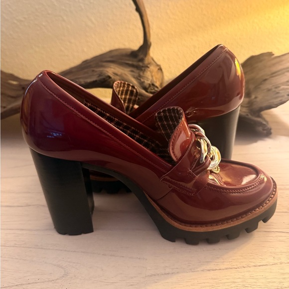 ANTONIO MELANI Burgundy Heeled Loafers - Picture 2 of 9
